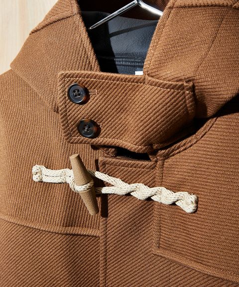 Clothing, Beige, Khaki, Brown, Outerwear, Tan, Collar, Coat, Button, Trench coat, 