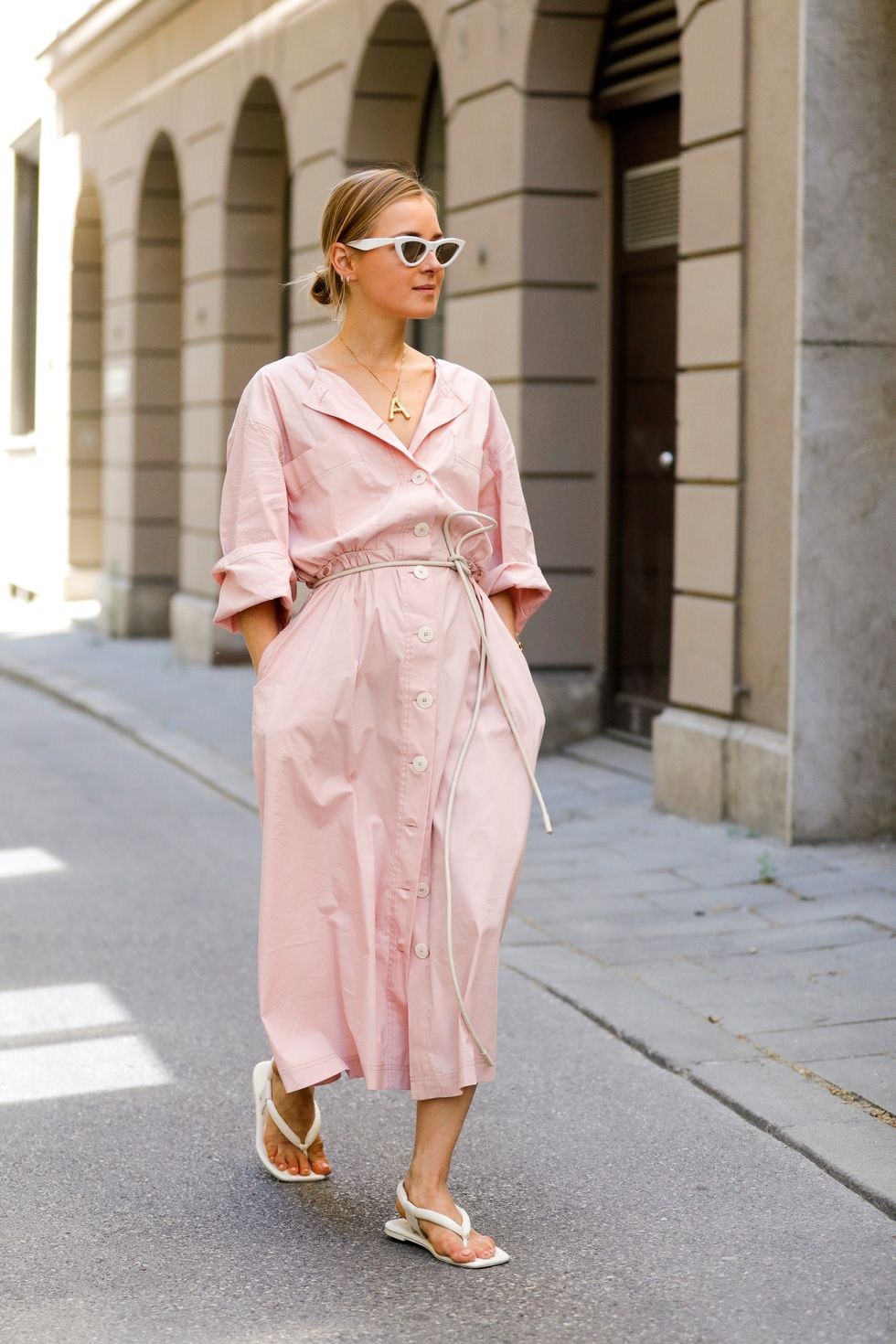 mejores vestidos largos verano vestido camisero rosa