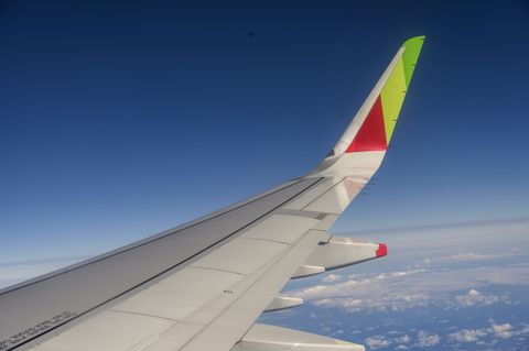 lisbon, portugal   june 25 starboard winglet of a tap portugal a321neo after take off from humberto delgado international airport terminal 1 in the early morning on june 25, 2019 in lisbon, portugal the airport is the main international gateway to portugal, having served 29,006,042 passengers in 2018, an increase over the previous year of 88 percent it is the main hub of portugal's flag carrier tap air portugal and a hub for low cost airlines ryanair and easyjet the airport is run since 2013 by to the french group vinci airports that controls ana aeroportos de portugal photo by horacio villaloboscorbiscorbis via getty images