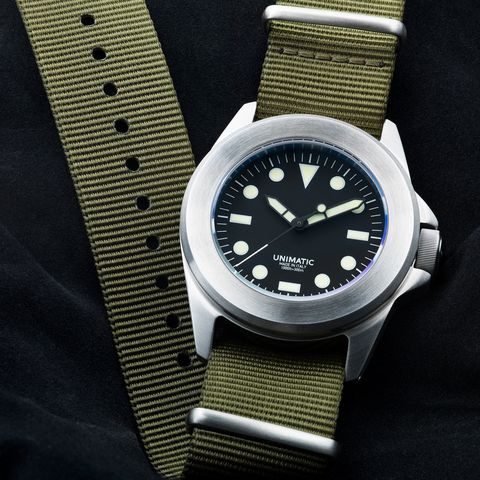 the u4 a takes its cues from military watches, with a fixed, brushed steel bezel and nato strap