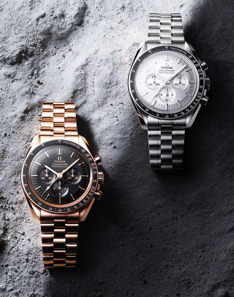the new generation speedmaster in sedna gold ﻿left and canopus gold right﻿