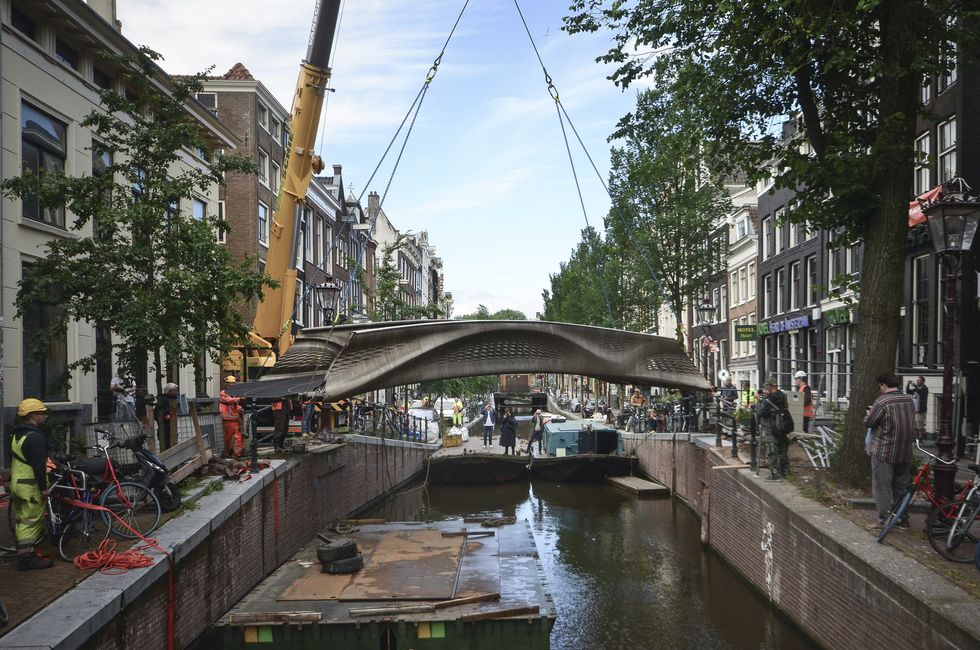 world's first 3d printed bridge installed in amsterdam