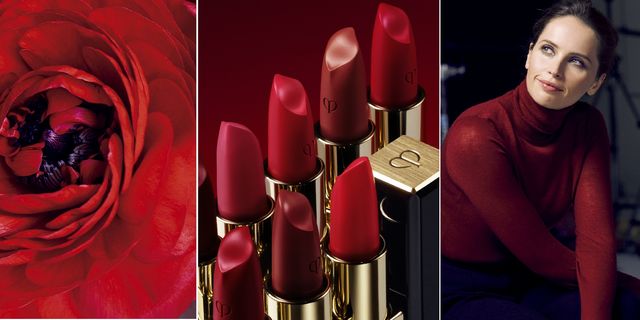 Red, Lipstick, Lip, Cosmetics, Product, Beauty, Pink, Material property, Gloss, Tints and shades, 