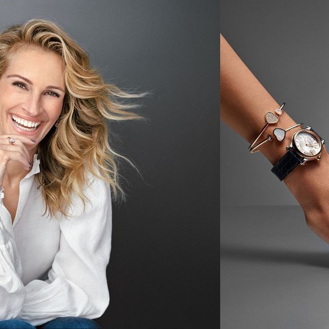 茱莉亞羅勃茲配戴蕭邦 happy sport腕錶，全新33 mm錶徑錶款