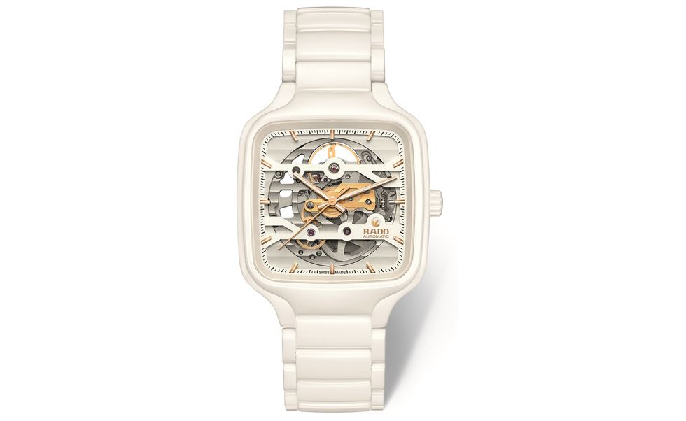 rado 瑞士雷達表 true square 真我系列方形白漾高科技陶瓷鏤空自動腕錶
