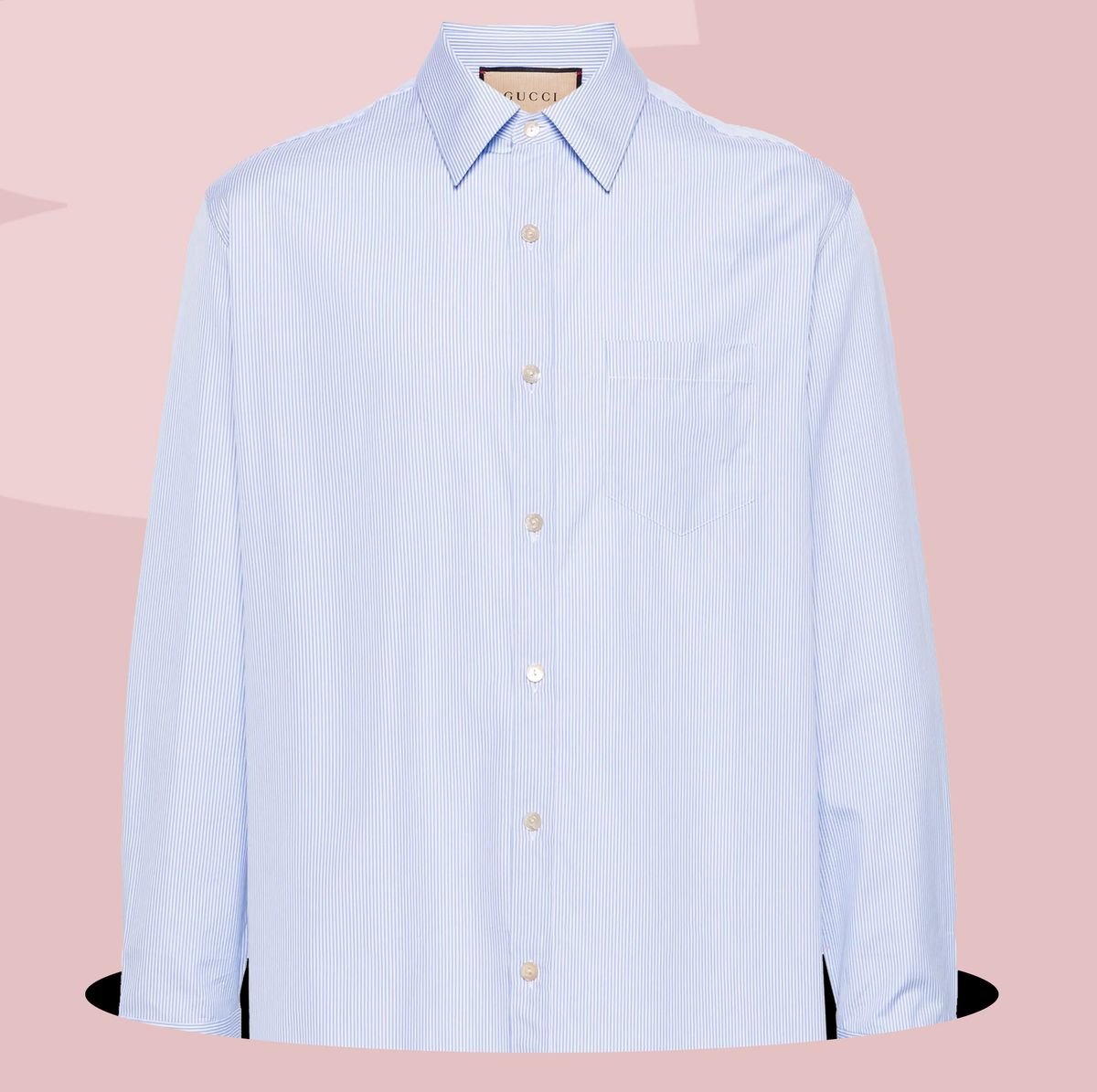 a blue and white shirt