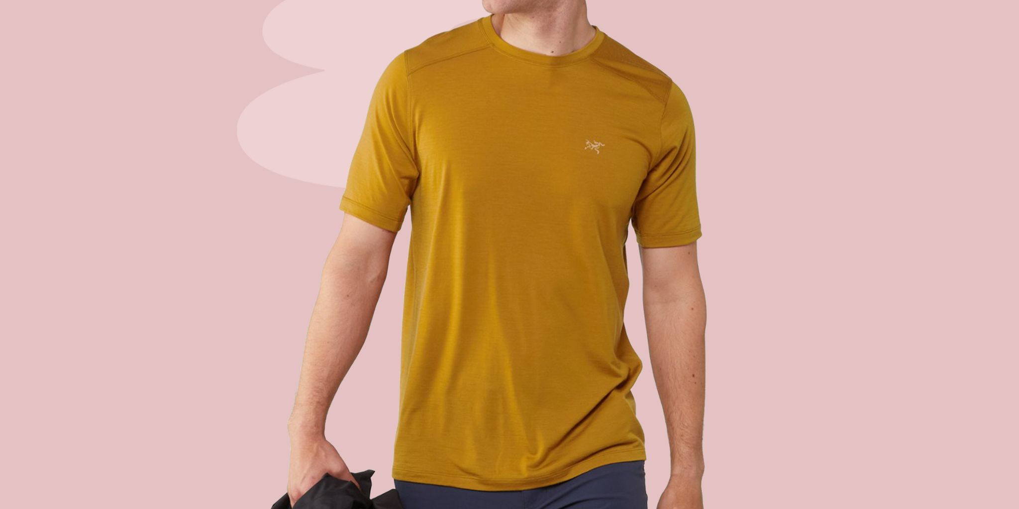 a man wearing a yellow shirt