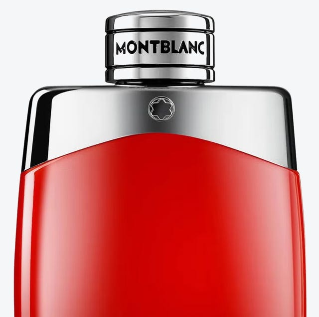 montblanc fragrance bottle with a sleek red design and silver accents montblanc fragrance bottle with a sleek red design and silver accents
