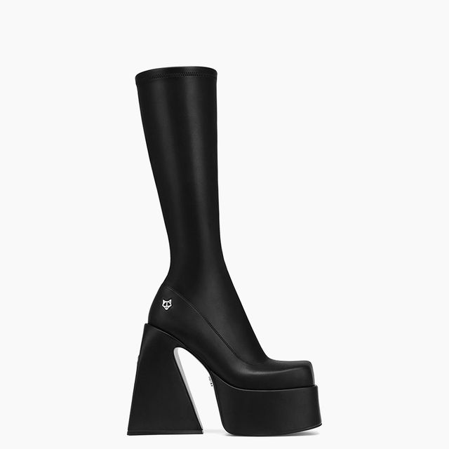 Chunky Heeled Boots - Black - Ladies