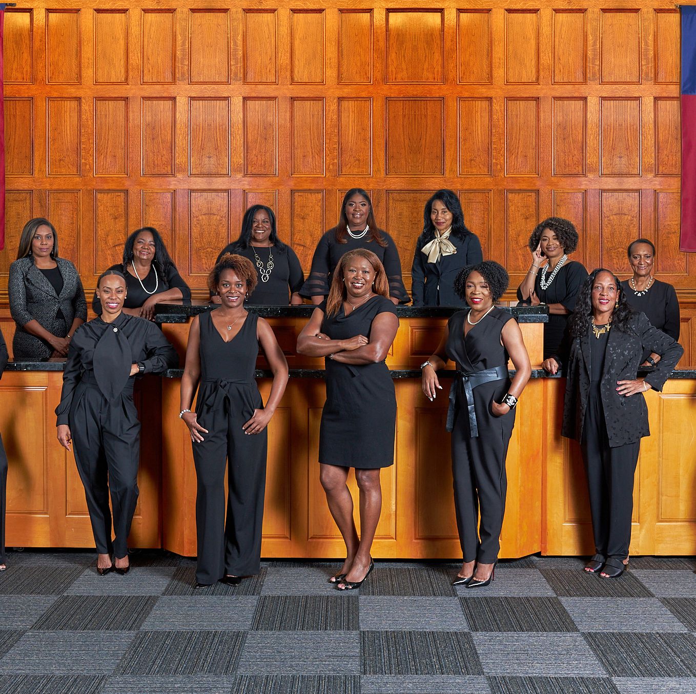 On a smothering hot summer day in 2018, 19 Texas women—all of them Black, all of them pillars in the legal community—got in formation for a photoshoot. Sharing knowing nods and confident smiles, they felt another very powerful figure in the room: Beyoncé was booming in the background.

<br><br>As the women looked into the camera, they were also looking toward a groundbreaking future. Each was campaigning for a different judgeship in Harris County, one of the most racially and ethnically diverse areas in Houston. Many had been friends for years, but making history as the largest group of Black women elected to judicial seats in Harris County could surely bond them forever.

<br><br>Not long after the photo was taken, every single one of them won their races. The victory made national headlines and cemented their legacy in judicial history. “When you go through something so life changing, you can’t help but to be bonded,” Juvenile District Court Judge Michelle Moore said later. “There’s nothing else that we could have called each other except ‘Sister Judges.’”

<br><br>Now, four years later, ELLE went to Houston and gathered the Sister Judges—14 of whom are up for reelection this November—to recreate their iconic photo in a south Houston courtroom.
