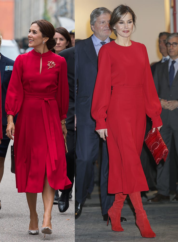 Red, Clothing, Fashion, Suit, Formal wear, Standing, Dress, Outerwear, Leg, Event, 