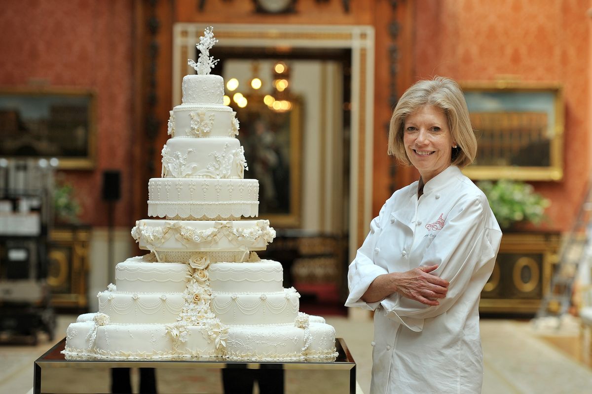 Fiona Cairns with royal wedding cake.