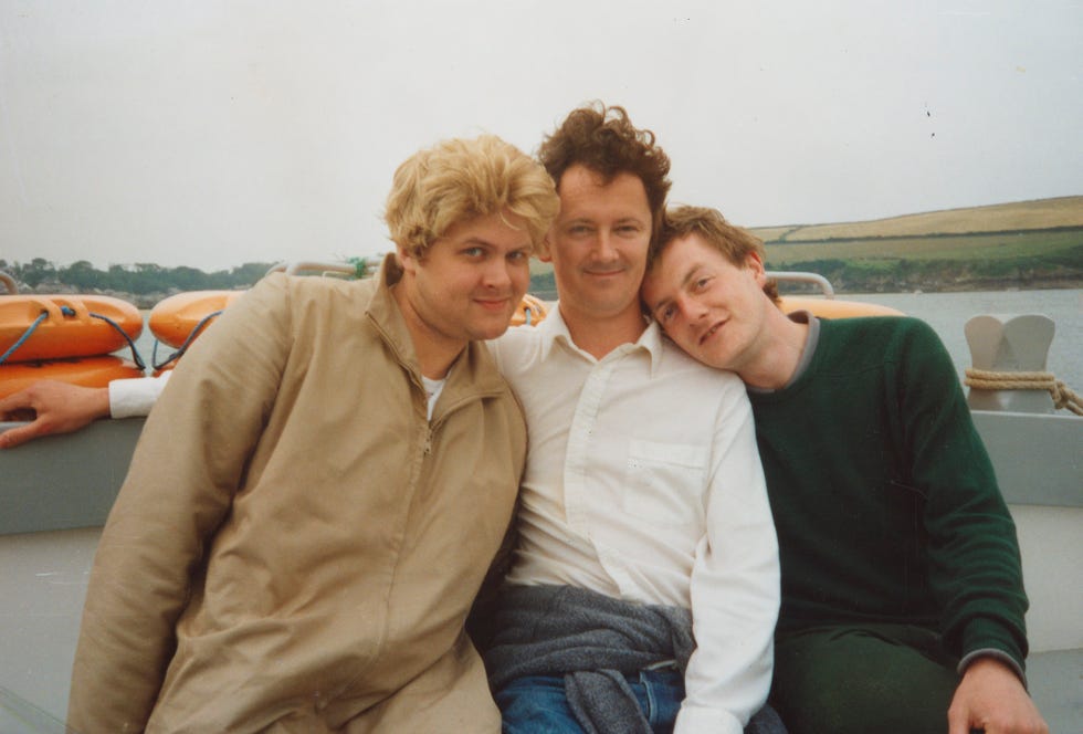 leigh bowery, cerithh wynn evans and angus cook on the ferry, 1990