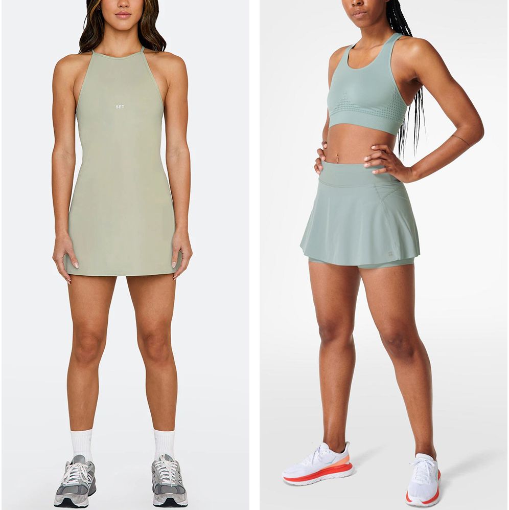 Sport Sets: Women's Golf Tennis Crop Top & High Waist Skirt