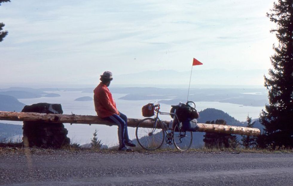 John Mateo, the author's father, looking out over the San Juan Islands in Washington in 1977