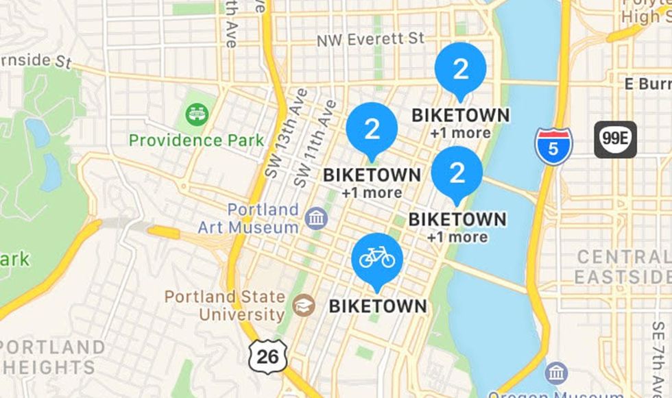 Apple Maps Bike Share Portland