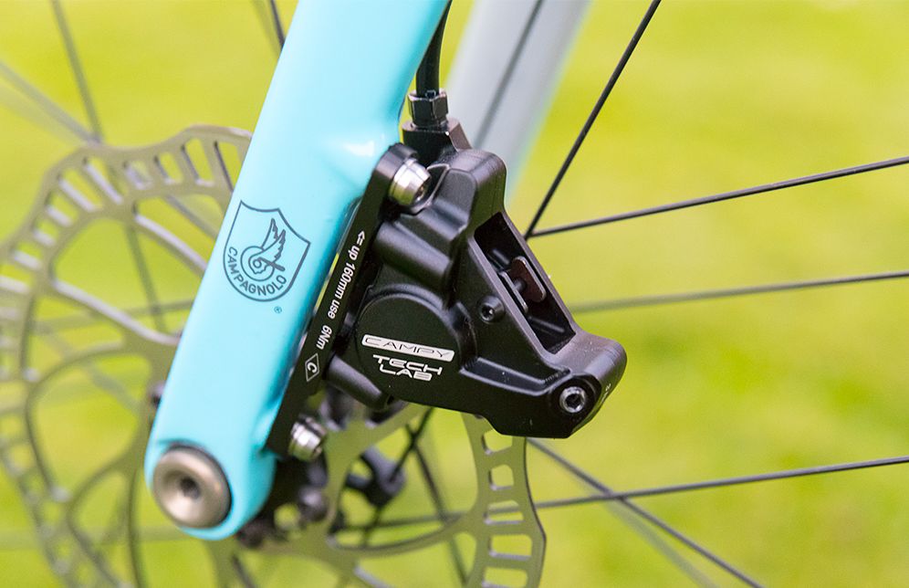 Campagnolo finally showed off it's long-rumored disc brake, but offered no tech details