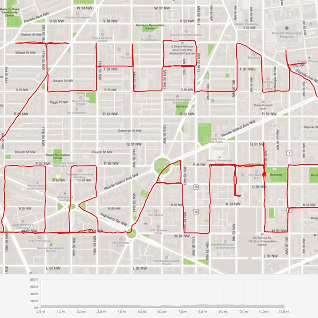 Cyclist thanks Obama with a stunning display of Strava art.