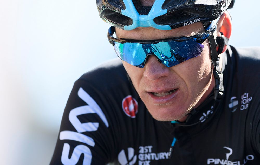 Britain's Chris Froome of team Sky reacts after the fourth stage of Tour de Romandie, a 163.5km ride from Domdidier to Leysin, on April 29, 2017.