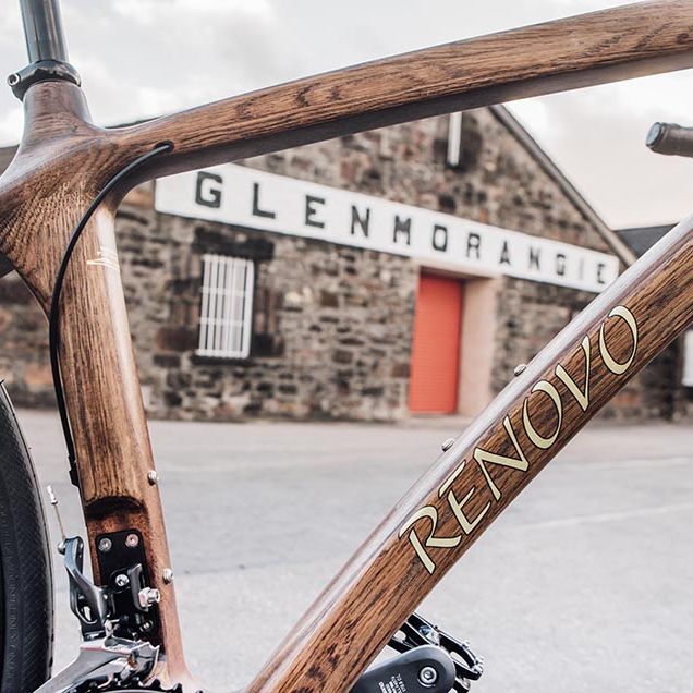 Close up of a bike frame at Glenorangie Distillery