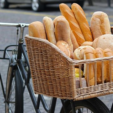 bread in a bike basket
