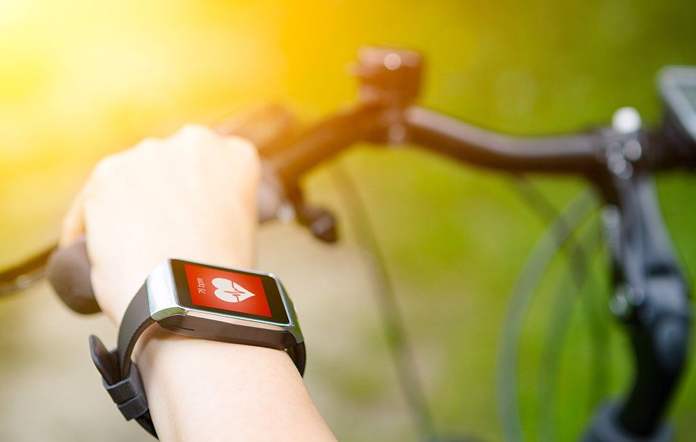cyclist with heart rate monitor