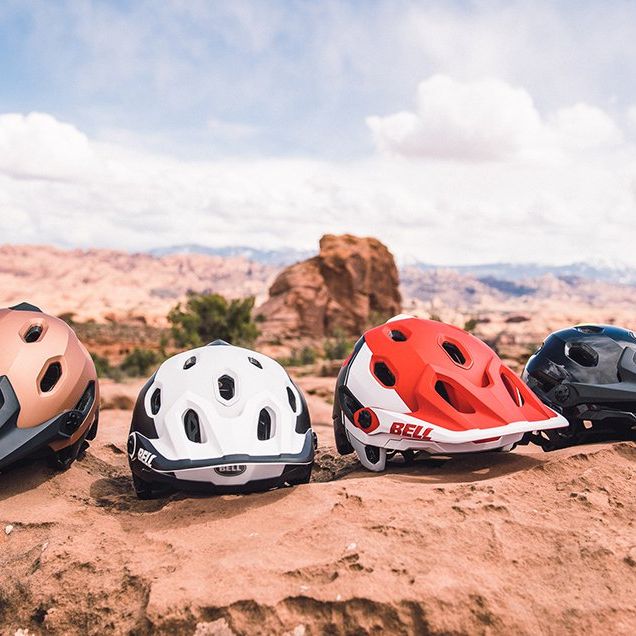 Bell Mountain Bike Helmets on Rocks