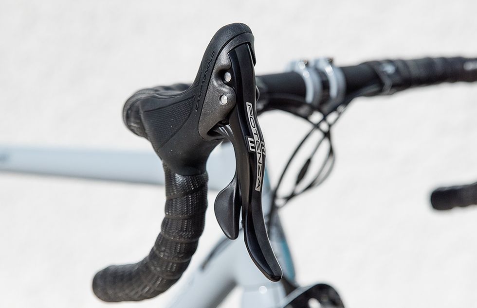 Potenza's ErgoPower levers have shorter and more rounded hood peaks than Super Record