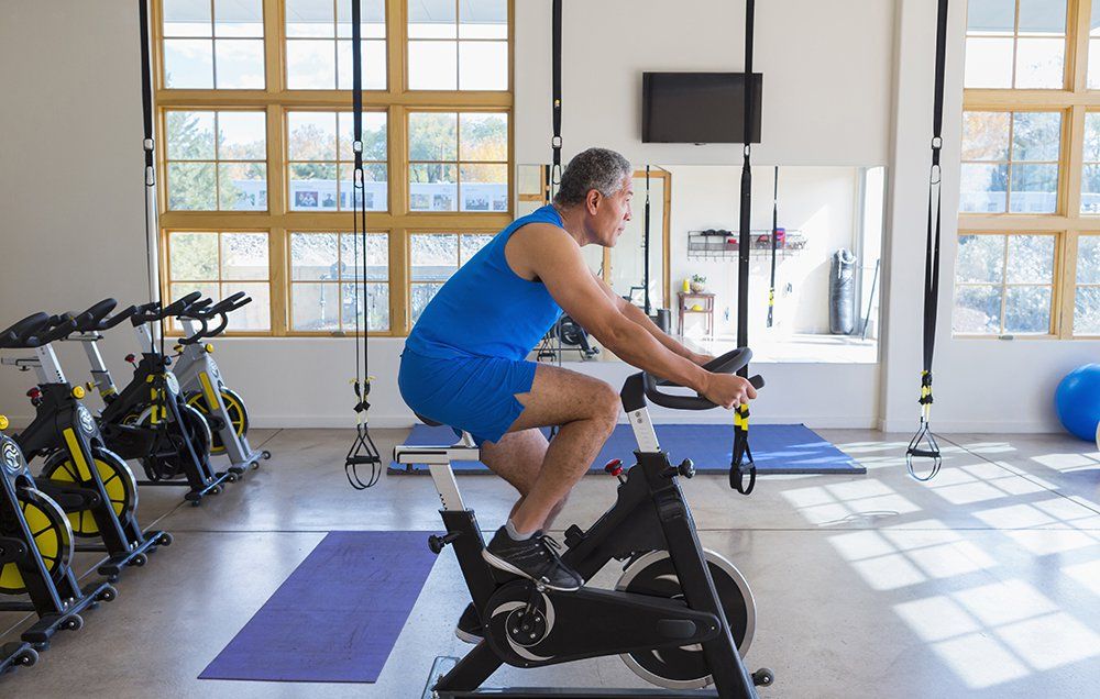 indoor cycling at the gym