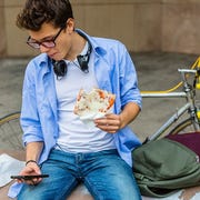 cyclist eating