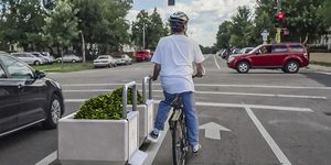 Dero planters, rails, and footrests for protected bike lanes