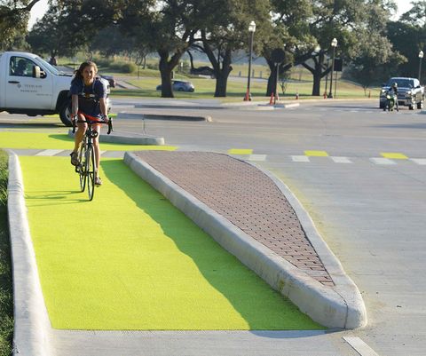 Texas A&M University glowing Dutch Junction cycling infrastructure