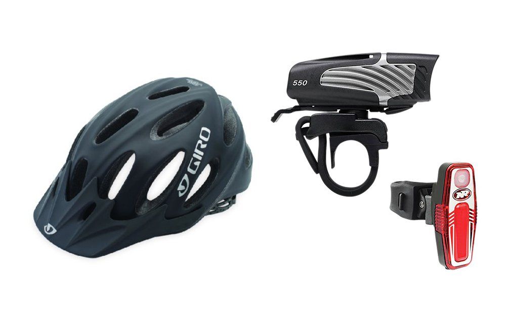 Giro helmet and niterider headlight combo