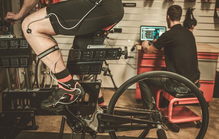 Athlete doing FTP test with coach