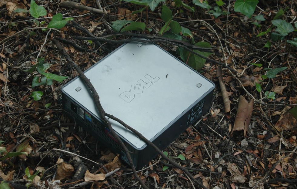 computer on the ground