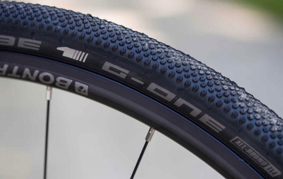 35mm Schwalbe G-One tires with low-profile pebble tread
