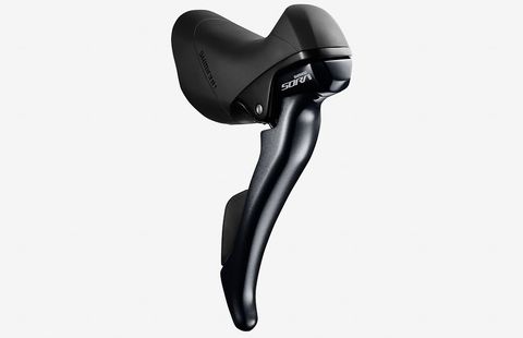 The new Sora STI levers use hidden shift and brake housing routing for a cleaner appearance