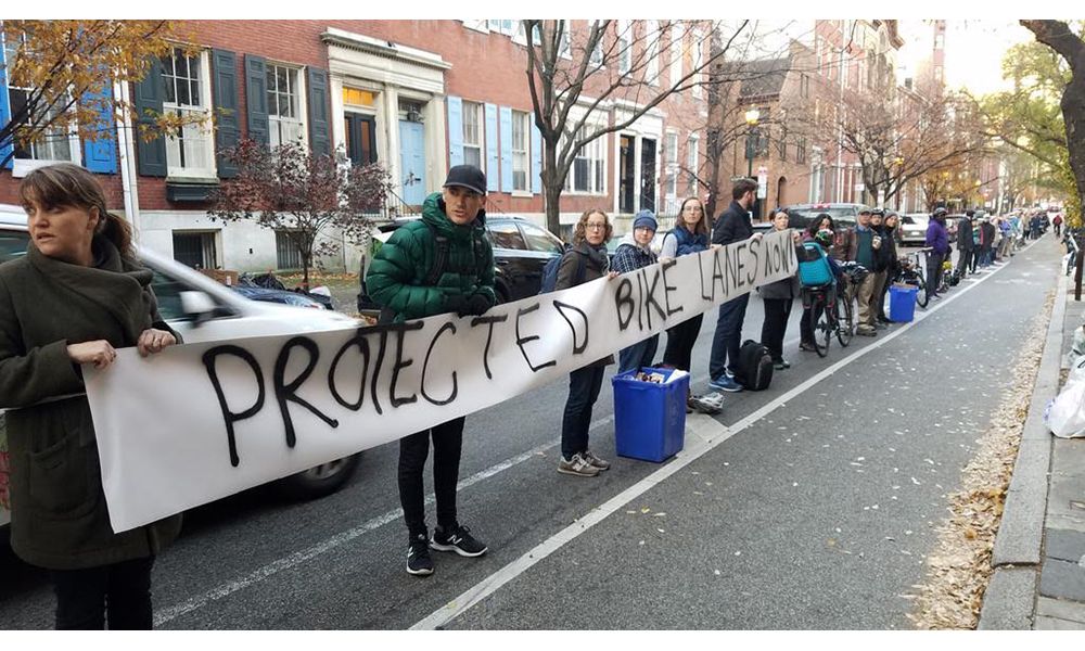 Spruce Street Bike Lane Protest
