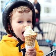 Young Cyclist with ice cream