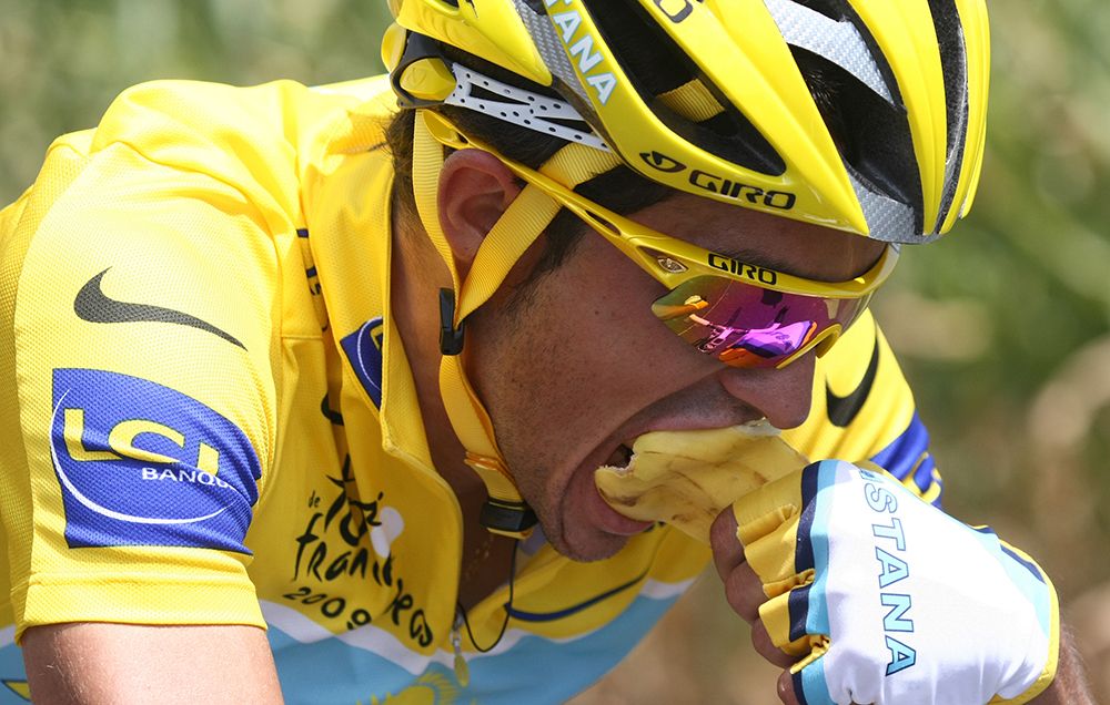 Tour de France rider eating