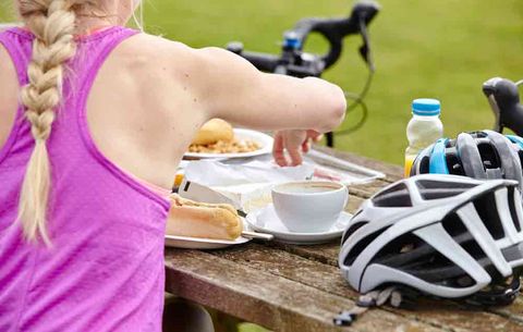 cyclist eating food