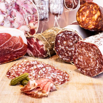 salami's, ham, pate and chorizo in charcuterie