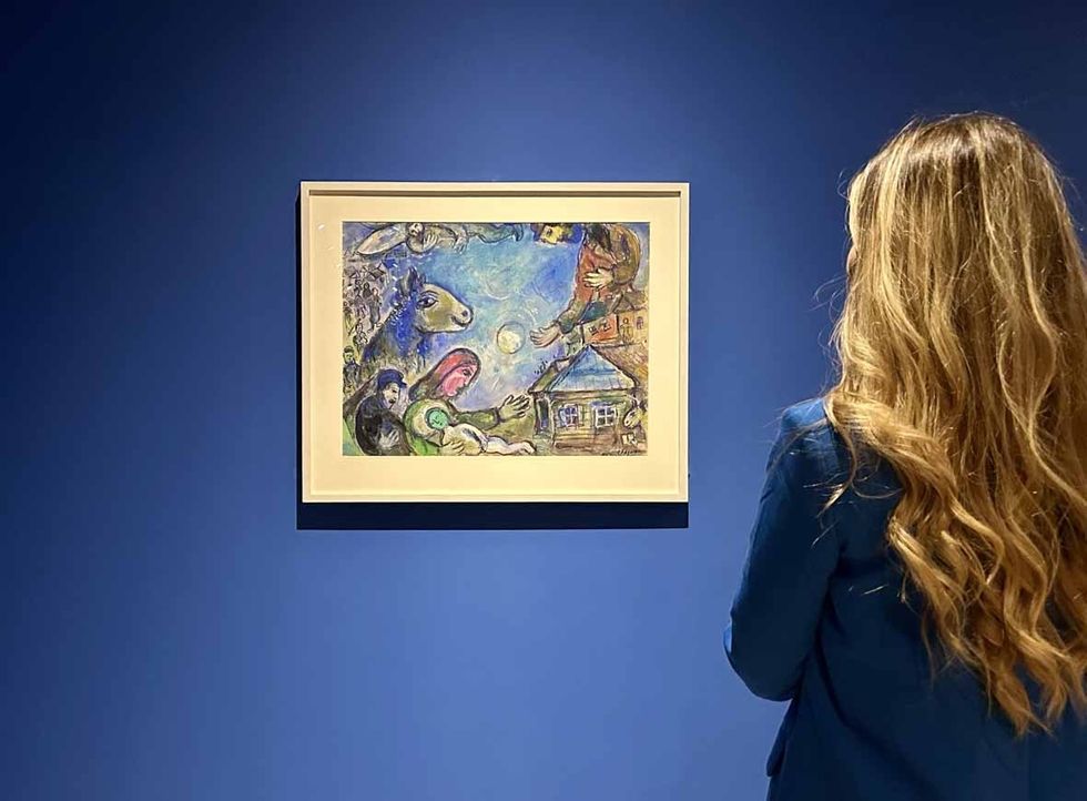 marc chagall, blue village, 1968, installazione, chagall il colore dei sogni, centro culturale candiani, venezia mestre﻿