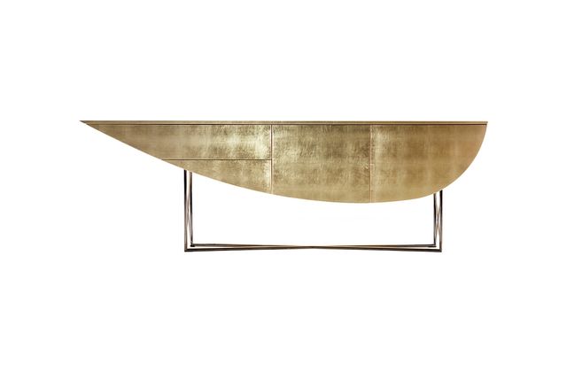 Table, Beige, Furniture, Metal, Brass, Oval, Sofa tables, 