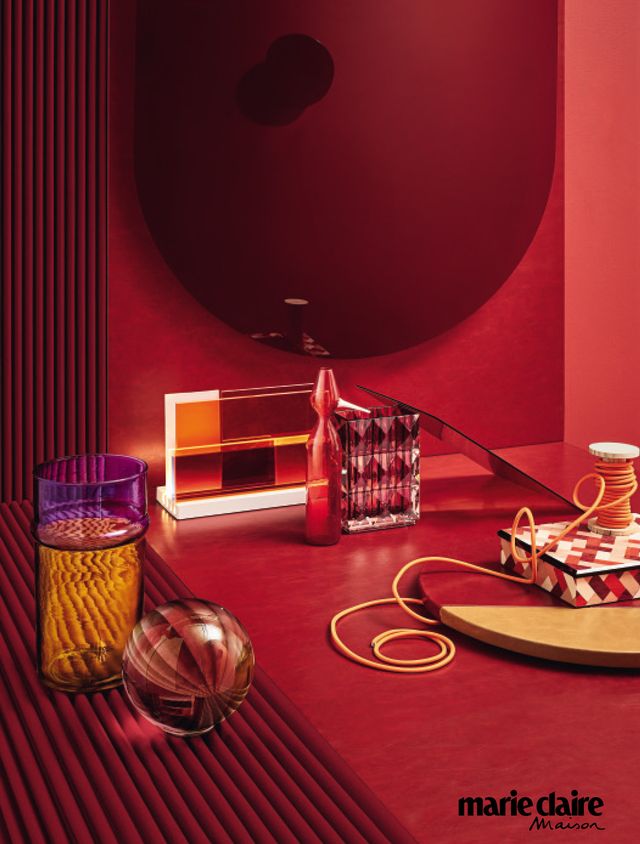 Red, Interior design, Still life photography, Room, Table, Still life, Magenta, Material property, Furniture, Graphic design, 