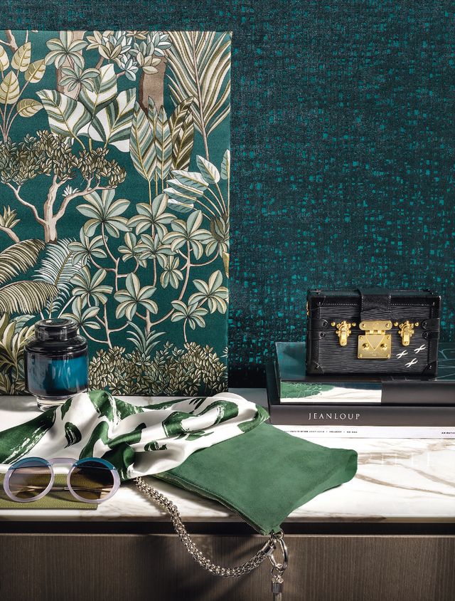 Green, Turquoise, Teal, Wallpaper, Wall, Room, Design, Pattern, Still life, Living room, 