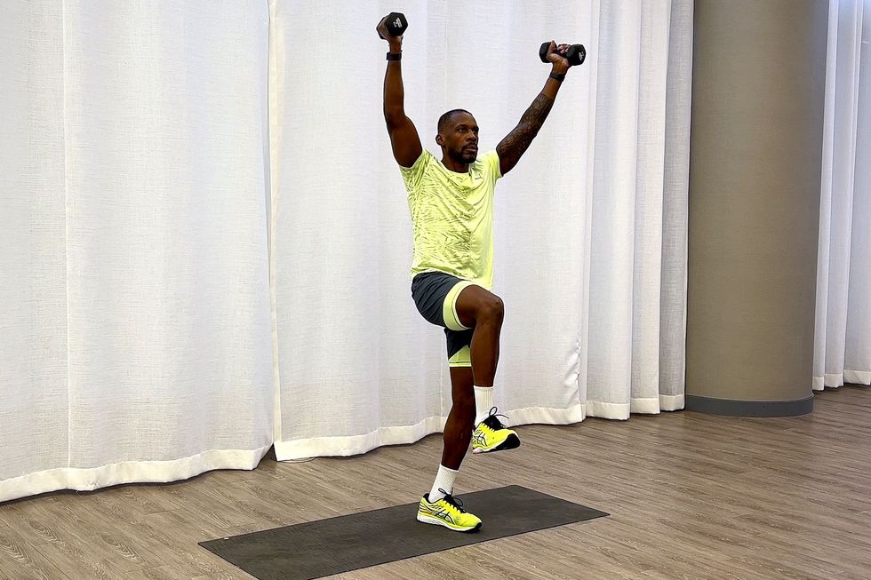 10minute core workout, yusuf jeffers practices singleleg balance with y hold exercise