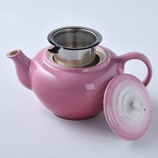 Teapot, Product, Lid, Pink, Kettle, Tea strainer, Tableware, Serveware, Magenta, Ceramic, 