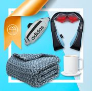best gifts for women including a blanket, adidas fanny pack, massager, and electronic coffee mug