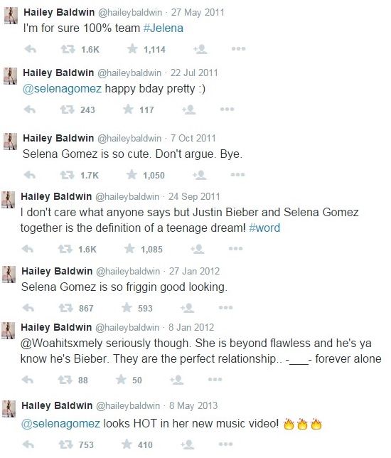 hailey bieber's very old supportive tweets of selena